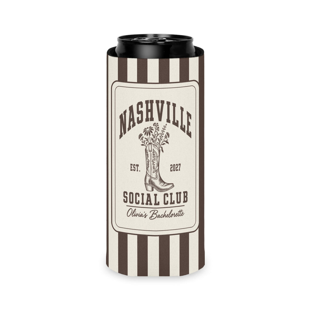 Nashville Social Club slim can cooler for tall seltzer cans, Espresso