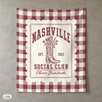 Nashville Social Club gingham scallop wall tapestry, Chili