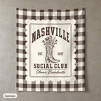 Nashville Social Club gingham scallop wall tapestry, Espresso