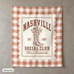 Nashville Social Club gingham scallop wall tapestry, Terracotta