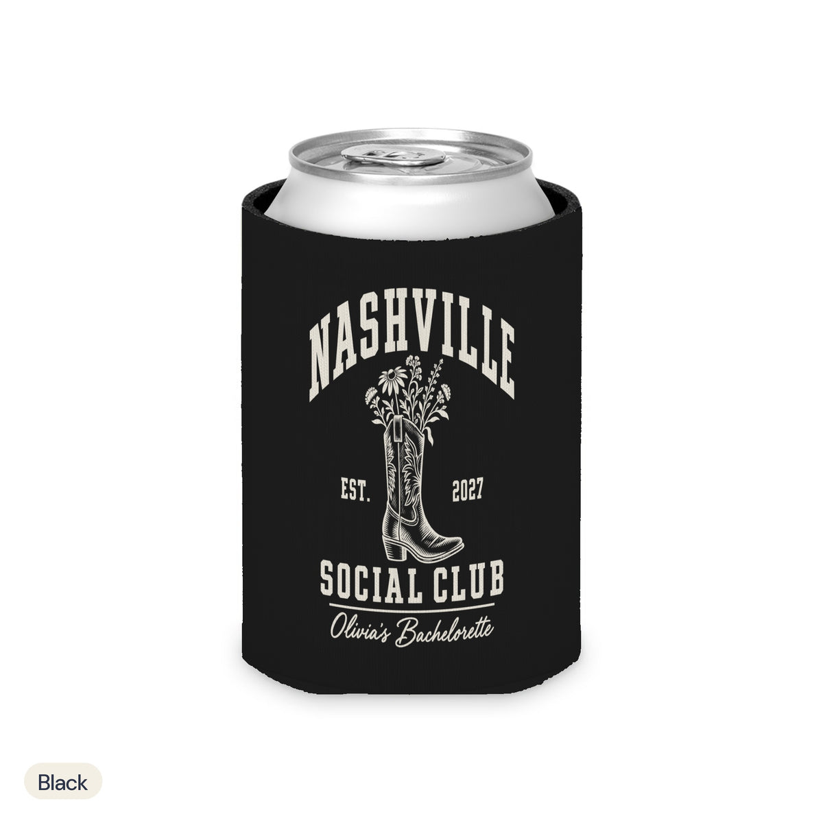 Nashville Social Club solid can cooler, Regular, Black