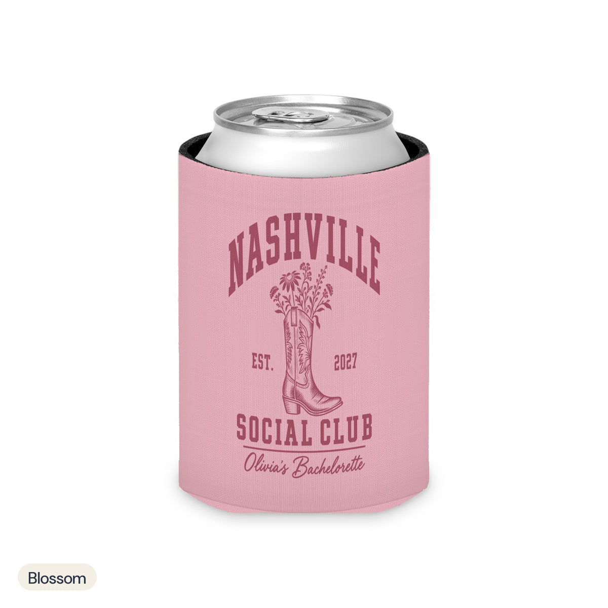 Nashville Social Club solid can cooler, Regular, Blossom