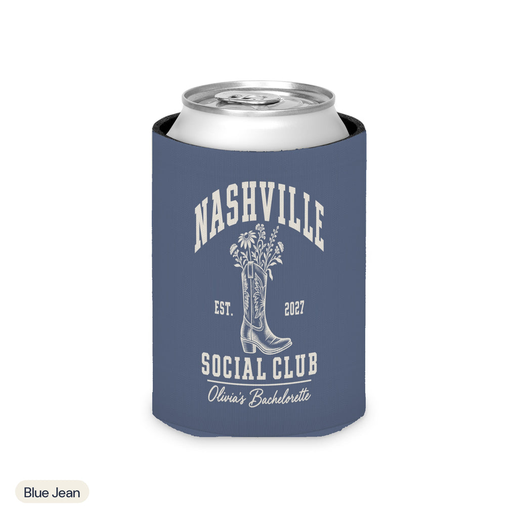 Nashville Social Club solid can cooler, Regular, Blue Jean