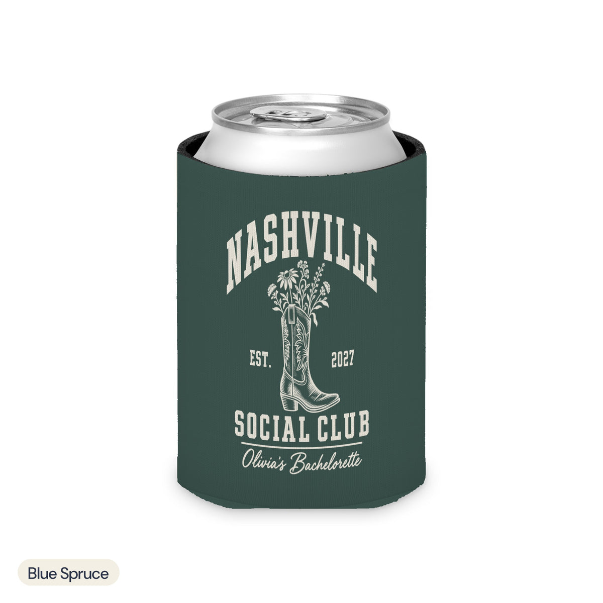 Nashville Social Club solid can cooler, Regular, Blue Spruce
