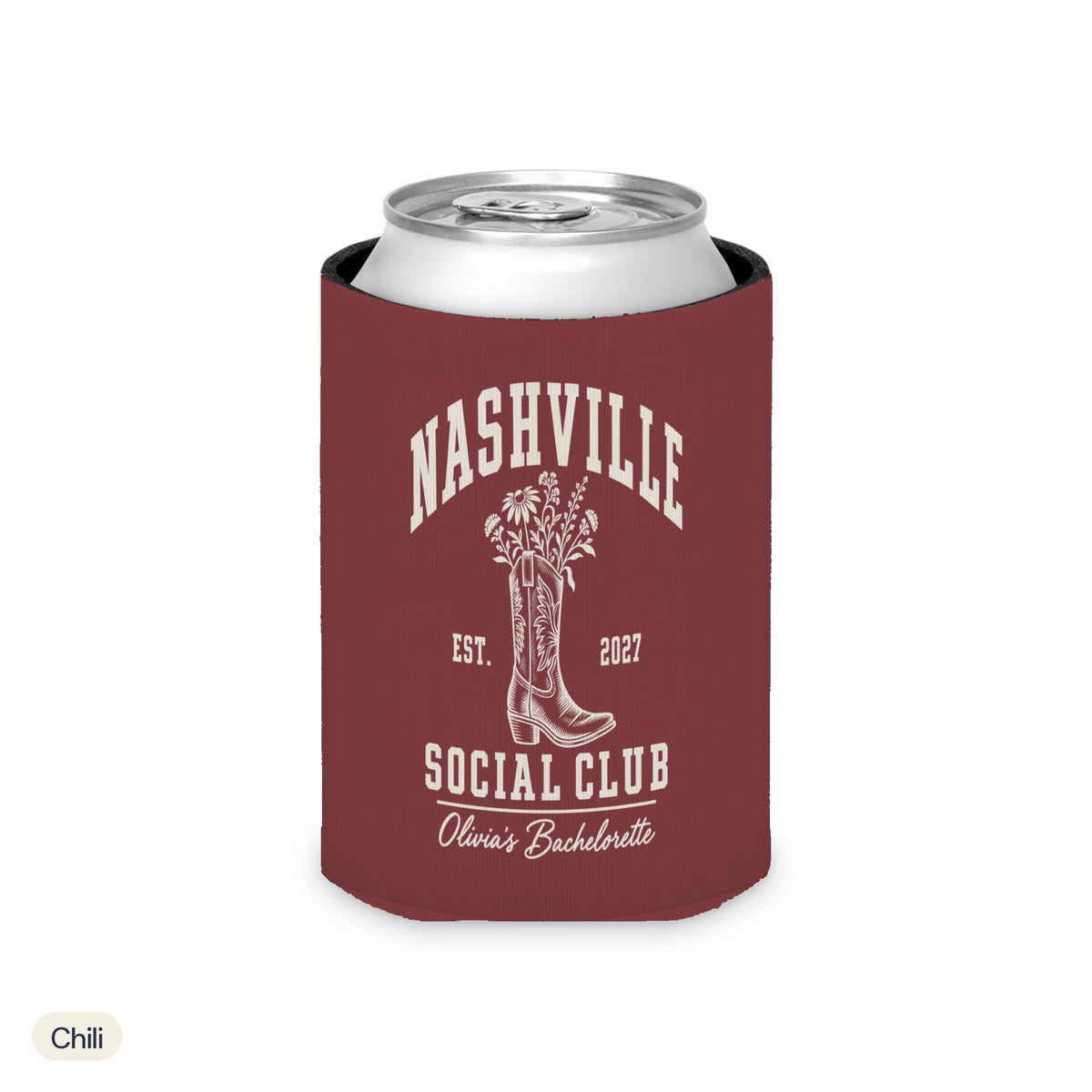 Nashville Social Club solid can cooler, Regular, Chili