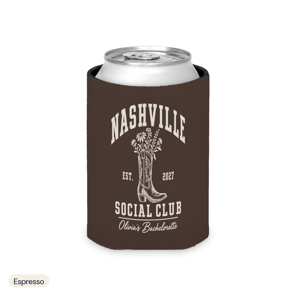 Nashville Social Club solid can cooler, Regular, Espresso