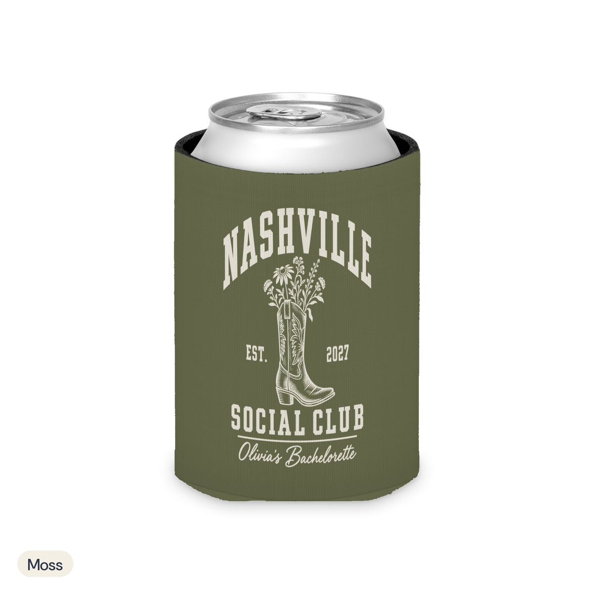 Nashville Social Club solid can cooler, Regular, Moss
