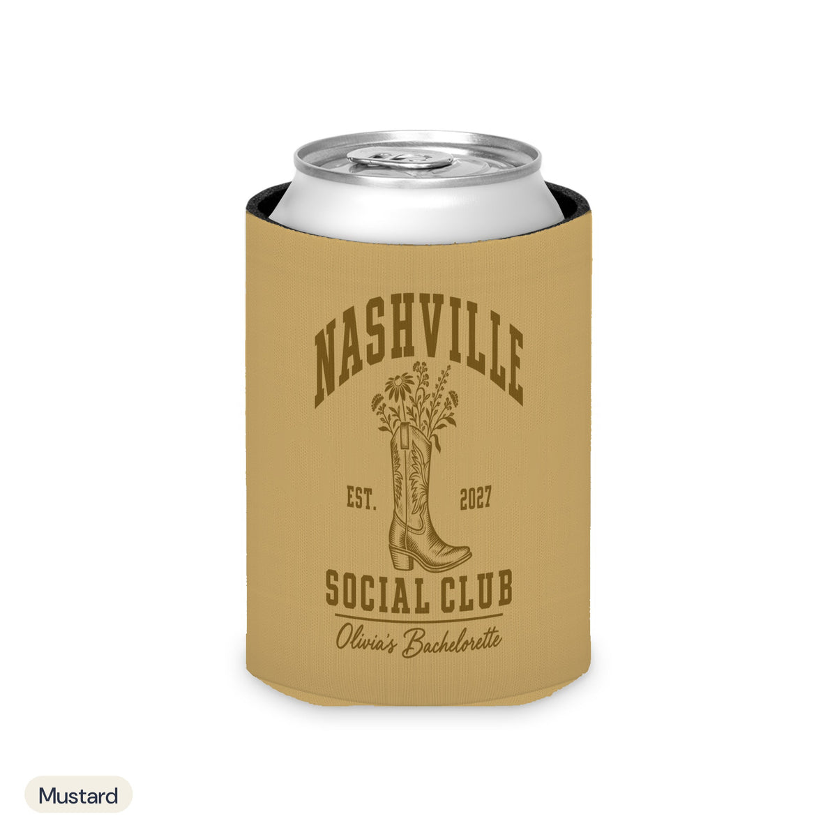 Nashville Social Club solid can cooler, Regular, Mustard