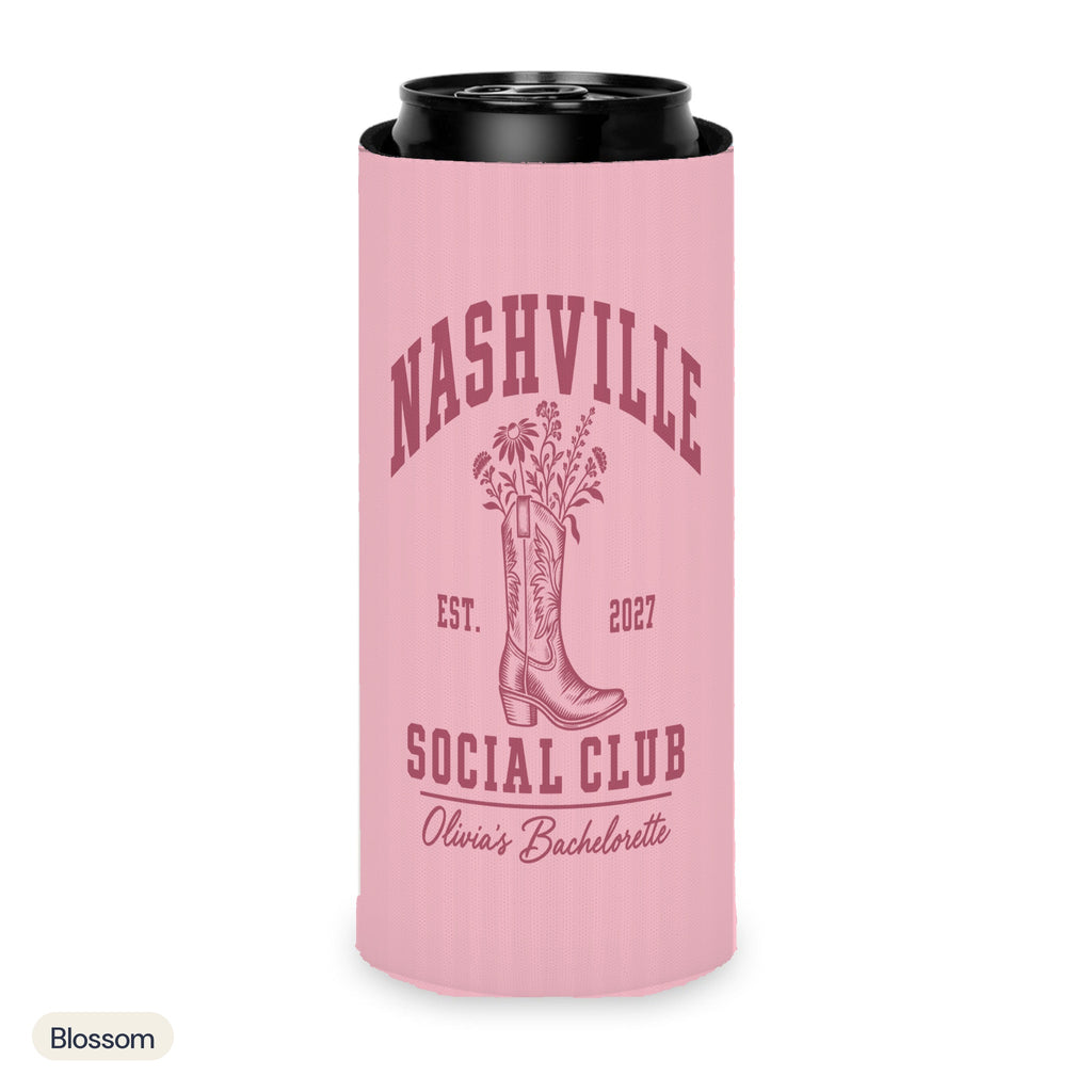 Nashville Social Club solid can cooler, Slim, Blossom