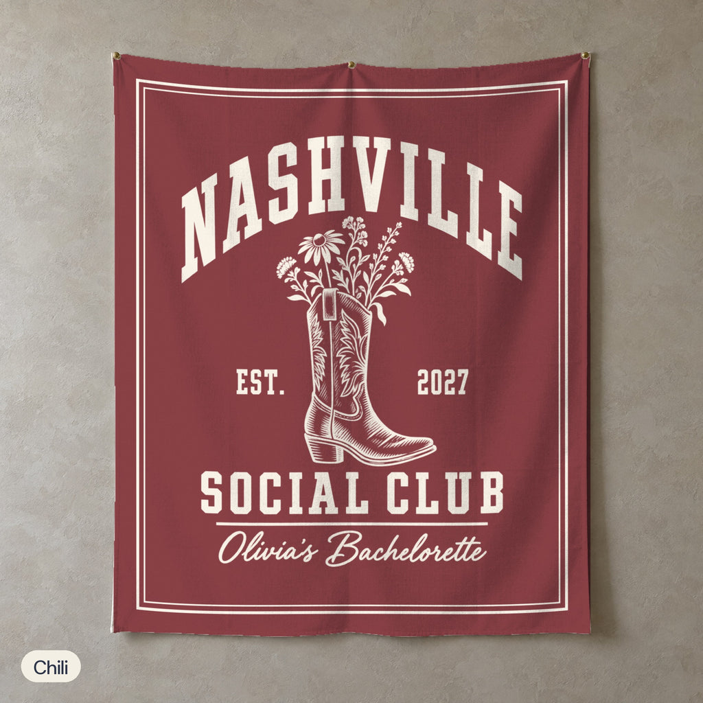 Nashville Social Club solid wall tapestry, Chili