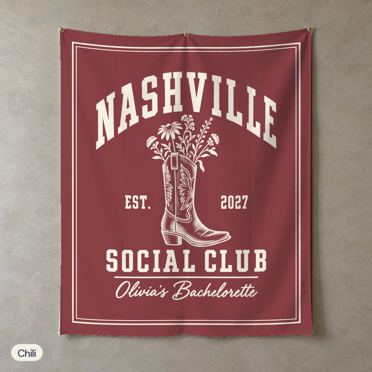 Nashville Social Club solid wall tapestry, Chili