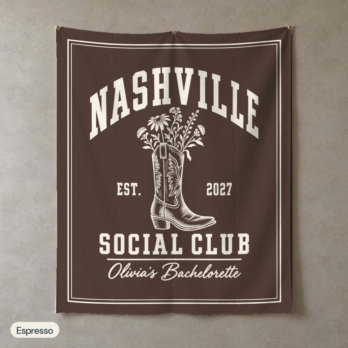 Nashville Social Club solid wall tapestry, Espresso