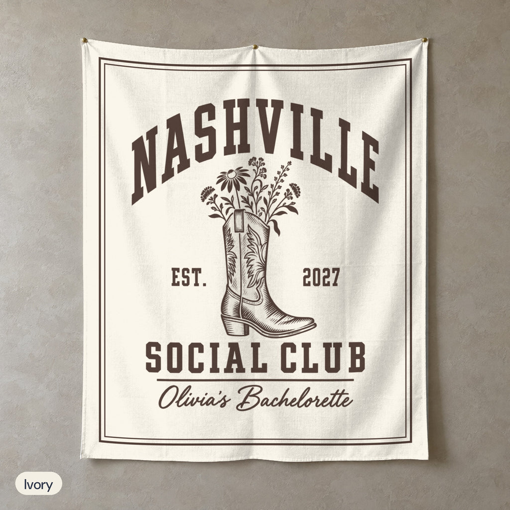 Nashville Social Club solid wall tapestry, Ivory