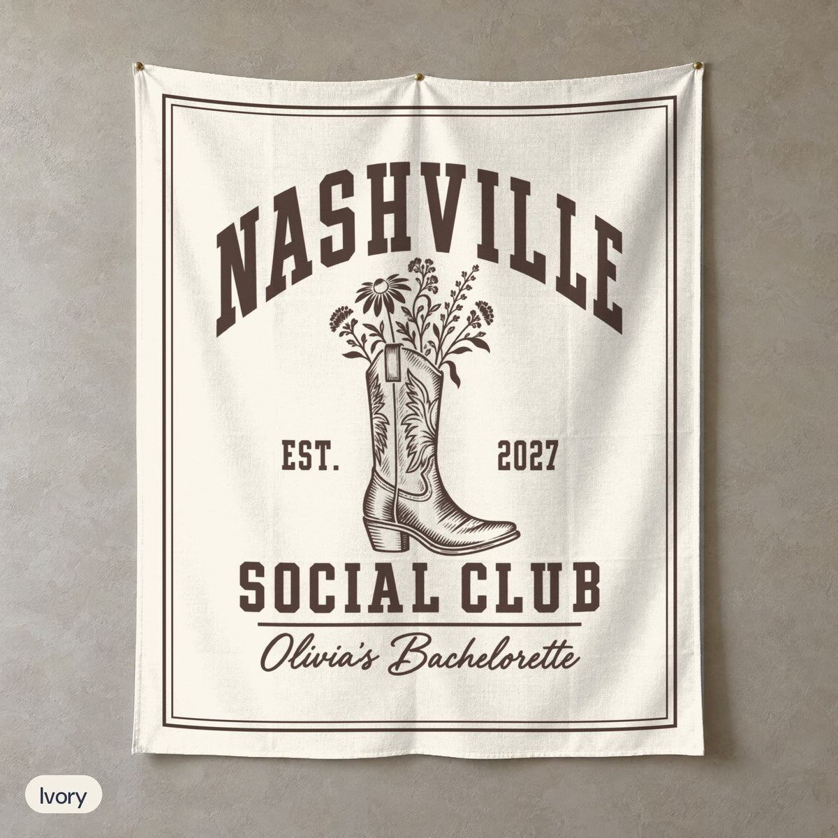 Nashville Social Club solid wall tapestry, Ivory