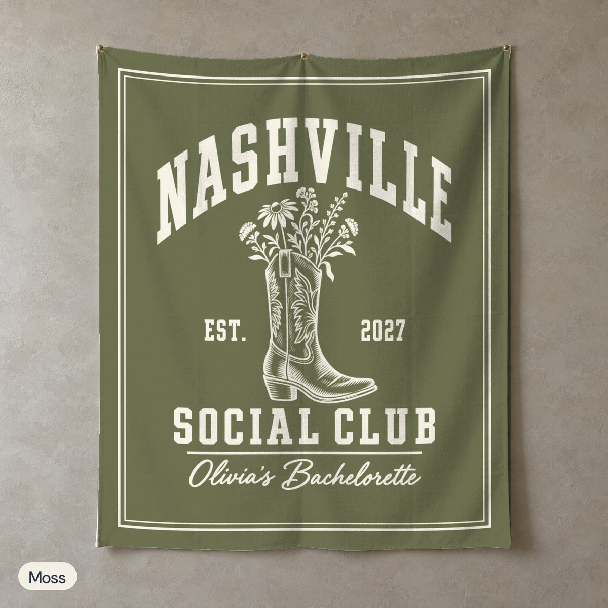 Nashville Social Club solid wall tapestry, Moss