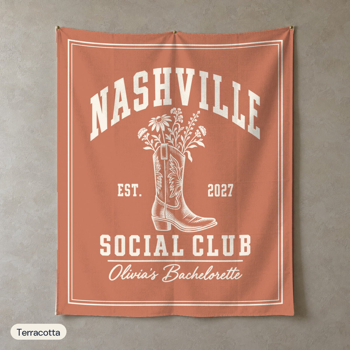 Nashville Social Club solid wall tapestry, Terracotta
