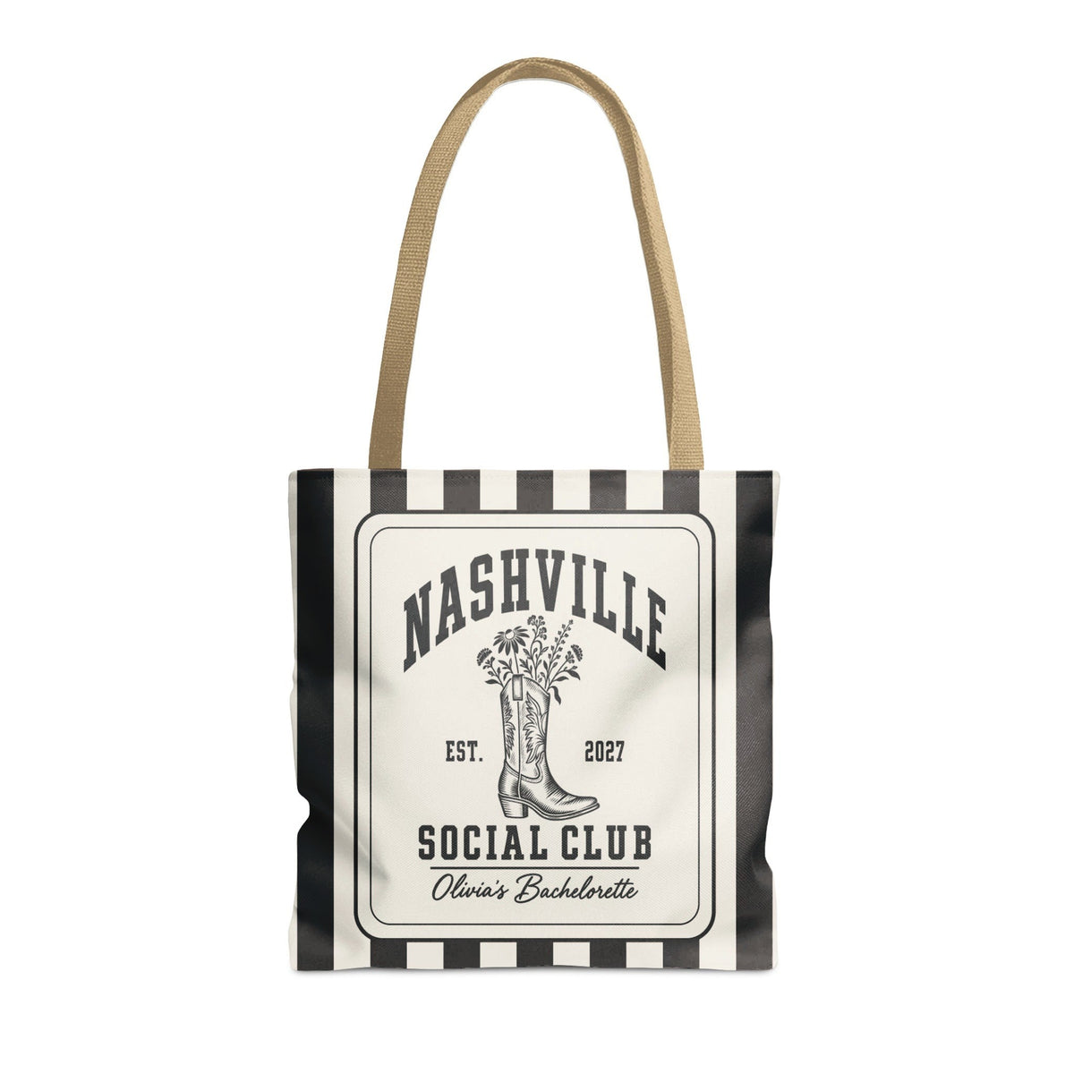 Nashville Social Club striped tote bag, Black