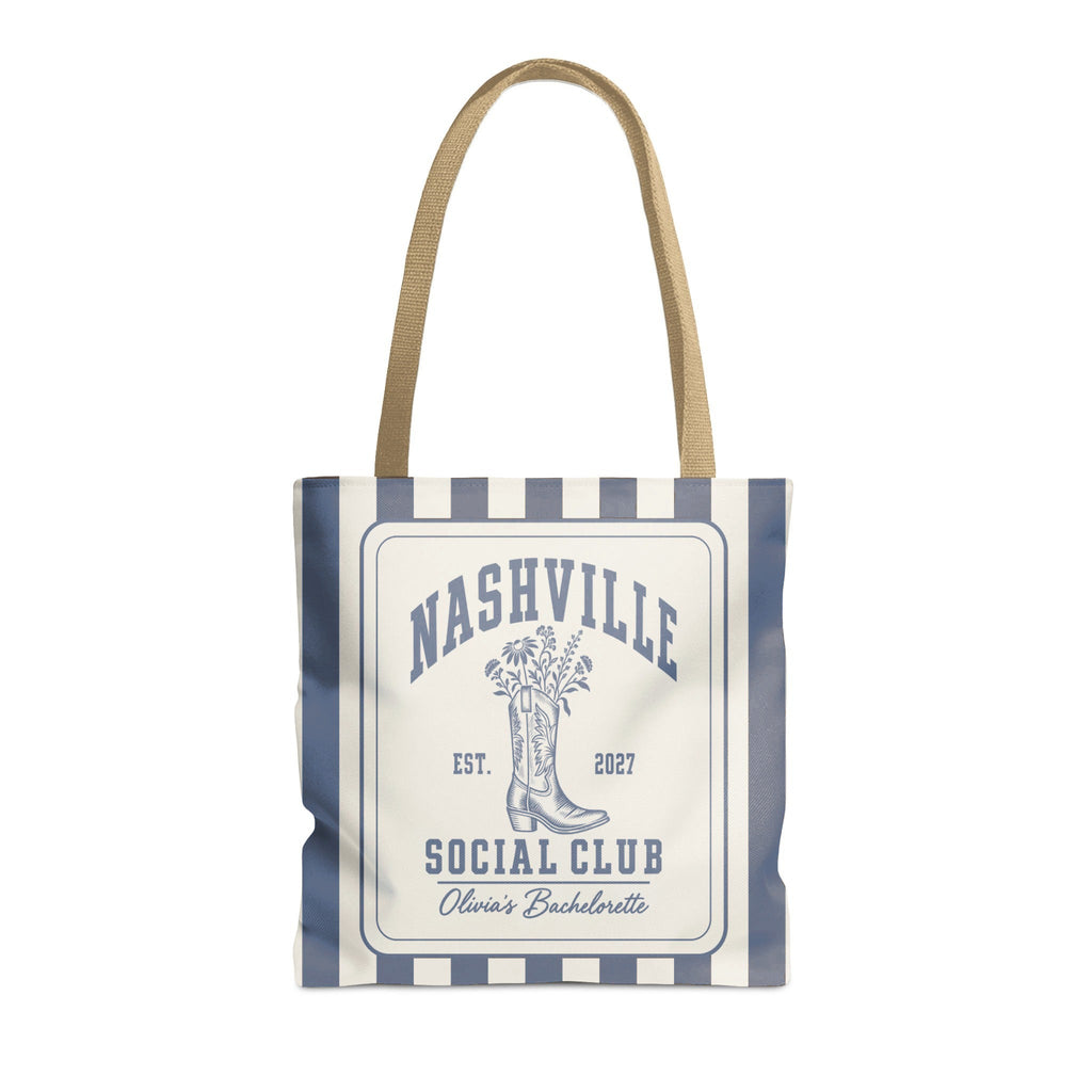 Nashville Social Club striped tote bag, Blue Jean