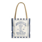 Nashville Social Club striped tote bag, Blue Jean