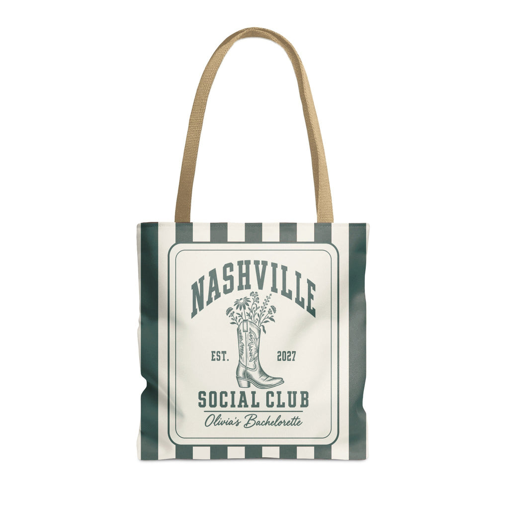 Nashville Social Club striped tote bag, Blue Spruce