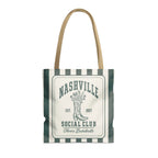 Nashville Social Club striped tote bag, Blue Spruce