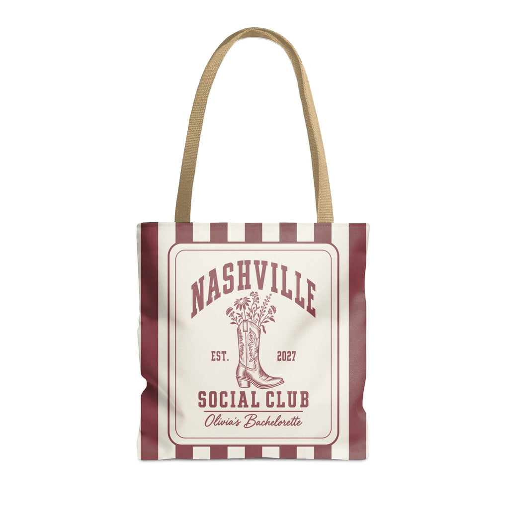 Nashville Social Club striped tote bag, Chili