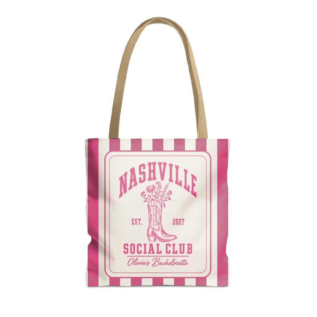 Nashville Social Club striped tote bag, Crunchberry