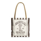 Nashville Social Club striped tote bag, Espresso