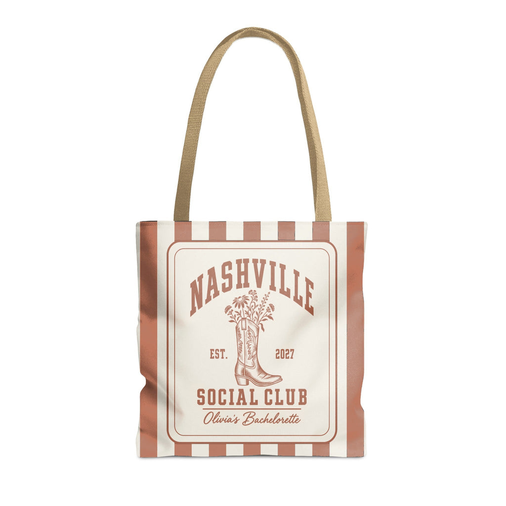 Nashville Social Club striped tote bag, Terracotta