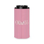Custom Name Pinstripe Can Cooler, Slim, Crunchberry pinstripes with the name in Deep Berry Pink