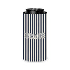 Custom Name Pinstripe Can Cooler, Slim, True Navy pinstripes with the name in True Navy