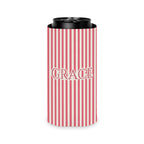 Custom Name Pinstripe Can Cooler, Slim, Watermelon pinstripes with the name in Deep Watermelon