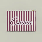 Striped custom name pouch, Large, Berry stripes