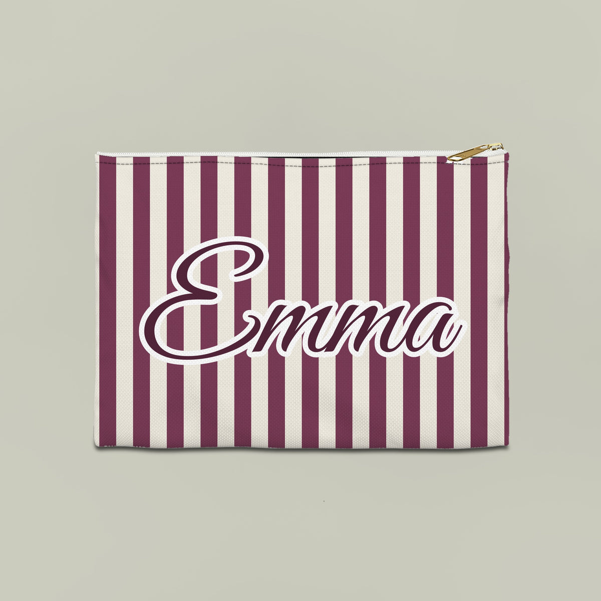 Striped custom name pouch, Large, Berry stripes