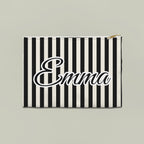 Striped custom name pouch, Large, Black stripes