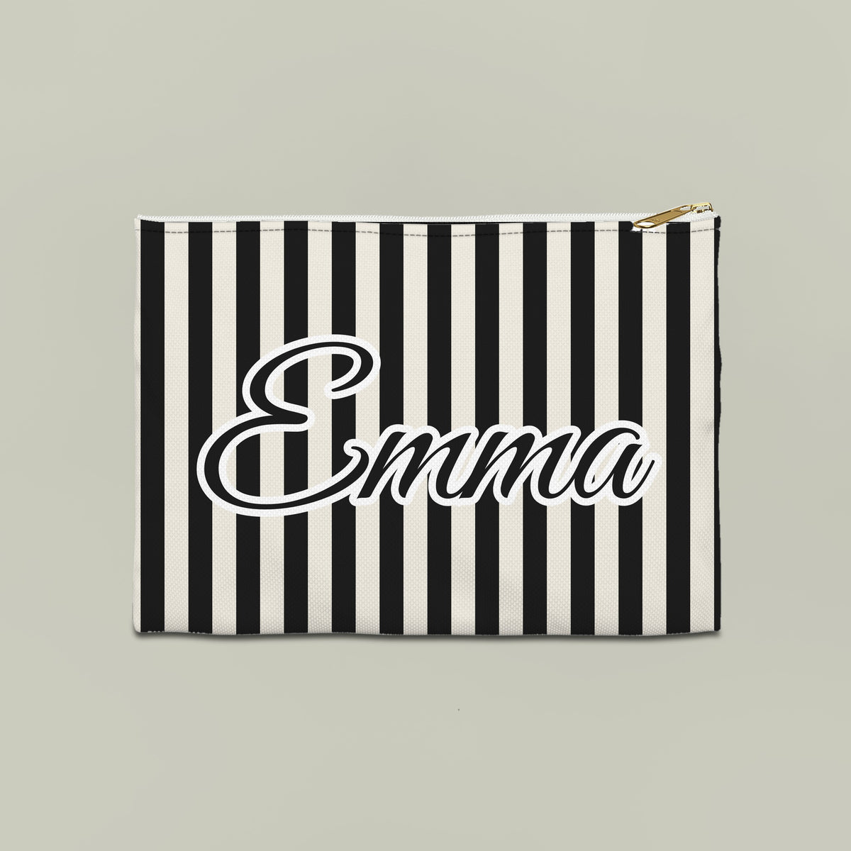 Striped custom name pouch, Large, Black stripes