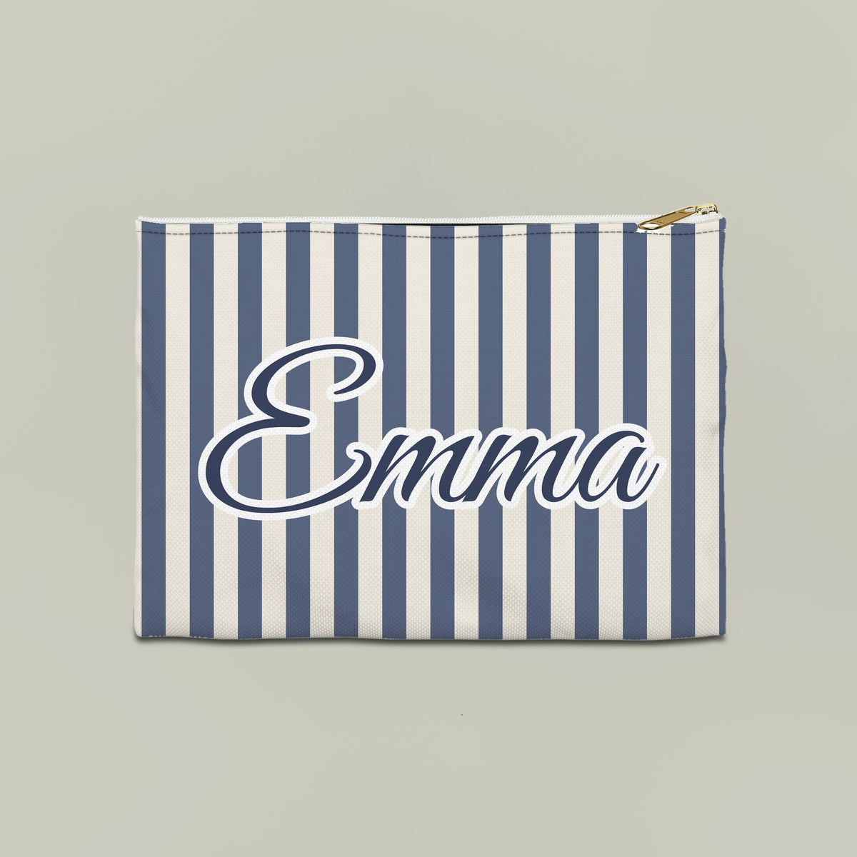 Last Toast On The Coast name pouch, Large, Blue Jean stripes