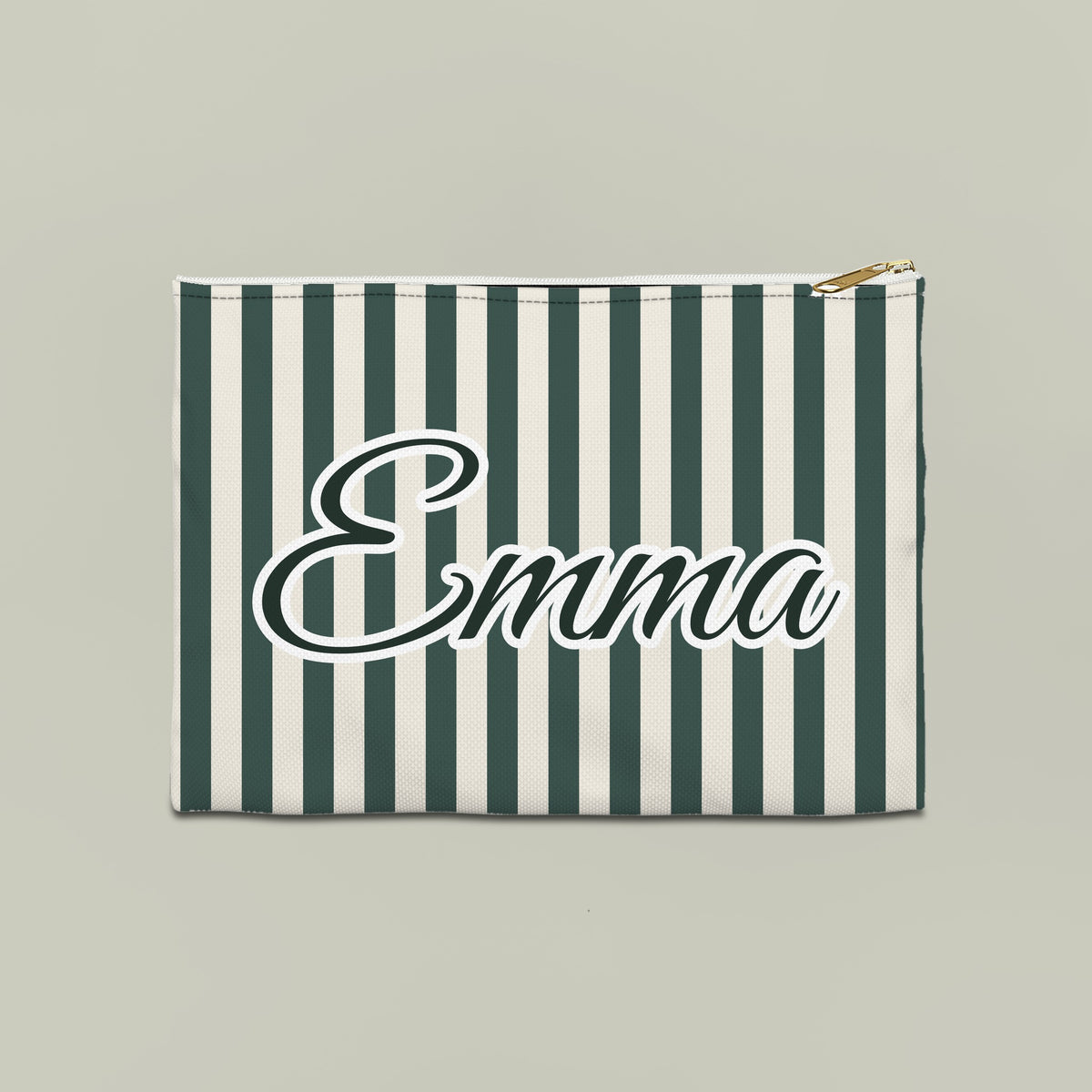 Striped custom name pouch, Large, Blue Spruce stripes