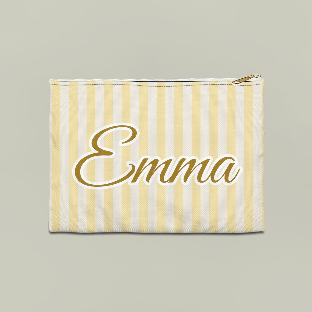 Last Toast On The Coast name pouch, Large, Butter stripes