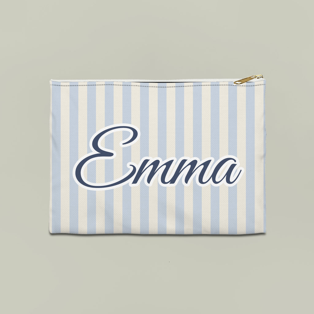 Last Toast On The Coast name pouch, Large, Chambray stripes