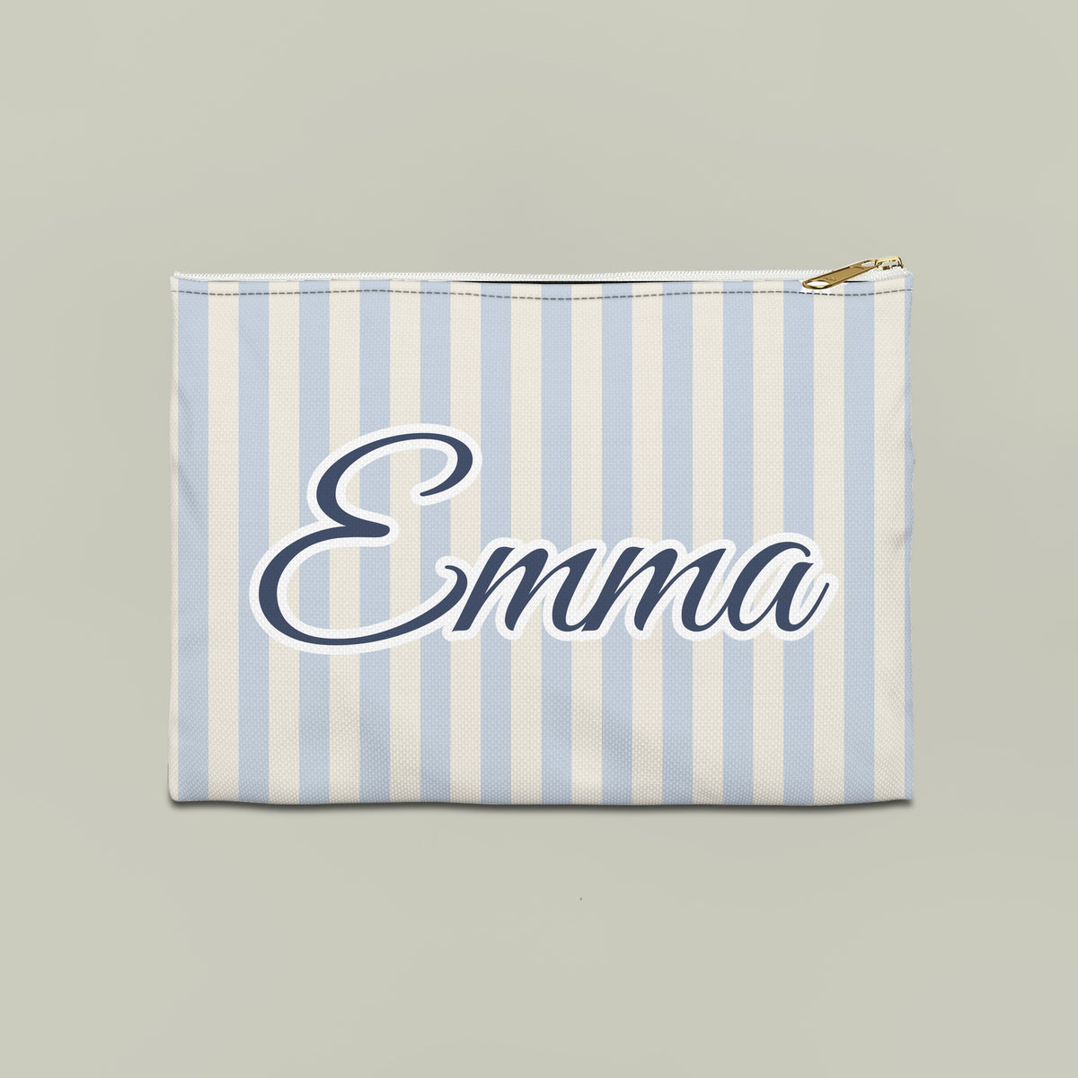 Last Toast On The Coast name pouch, Large, Chambray stripes