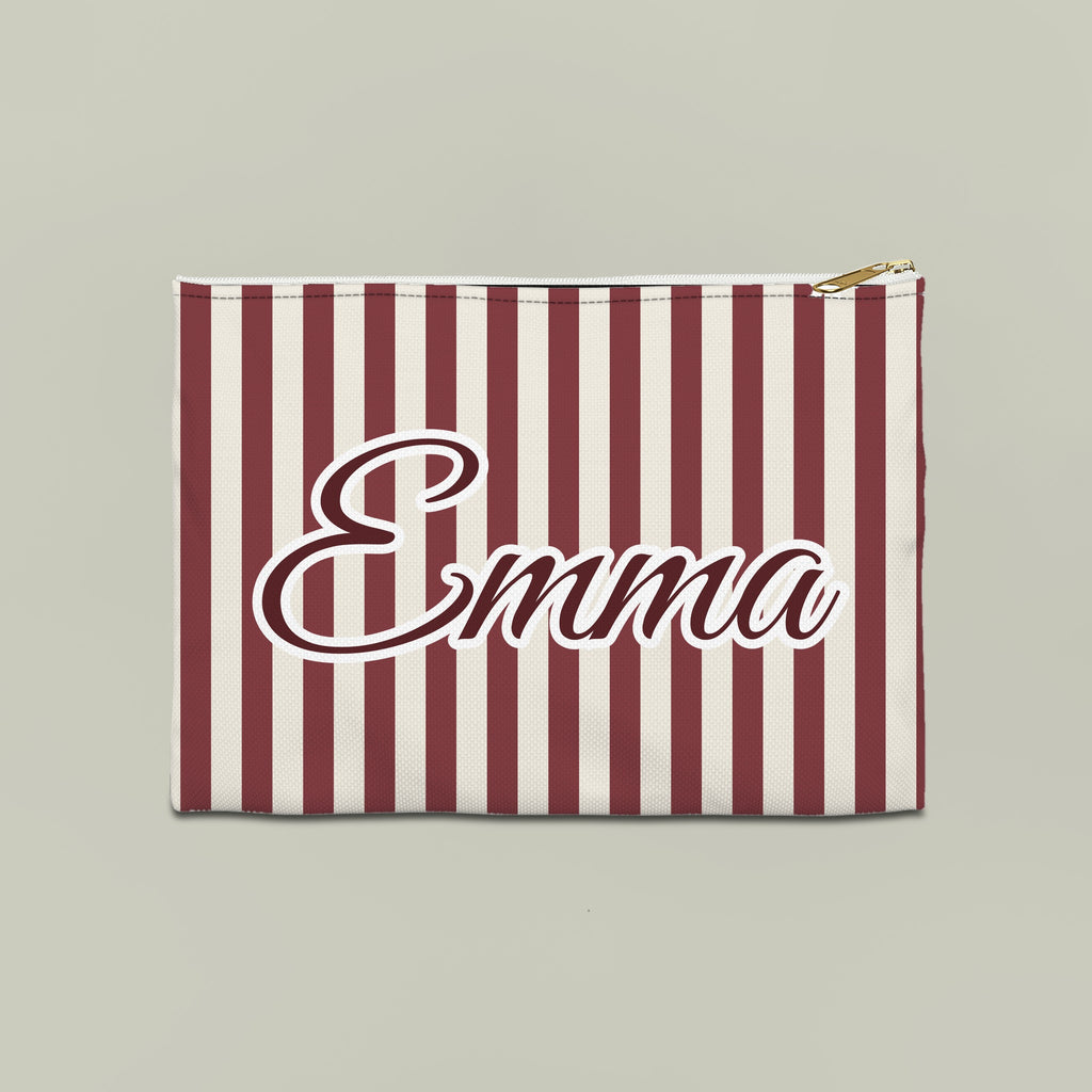 Striped custom name pouch, Large, Chili stripes