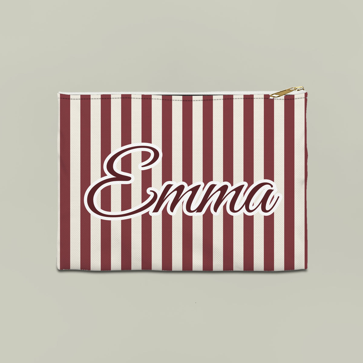 Striped custom name pouch, Large, Chili stripes