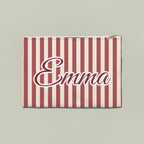 Striped custom name pouch, Large, Crimson stripes