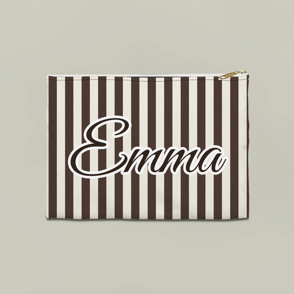Striped custom name pouch, Large, Espresso stripes