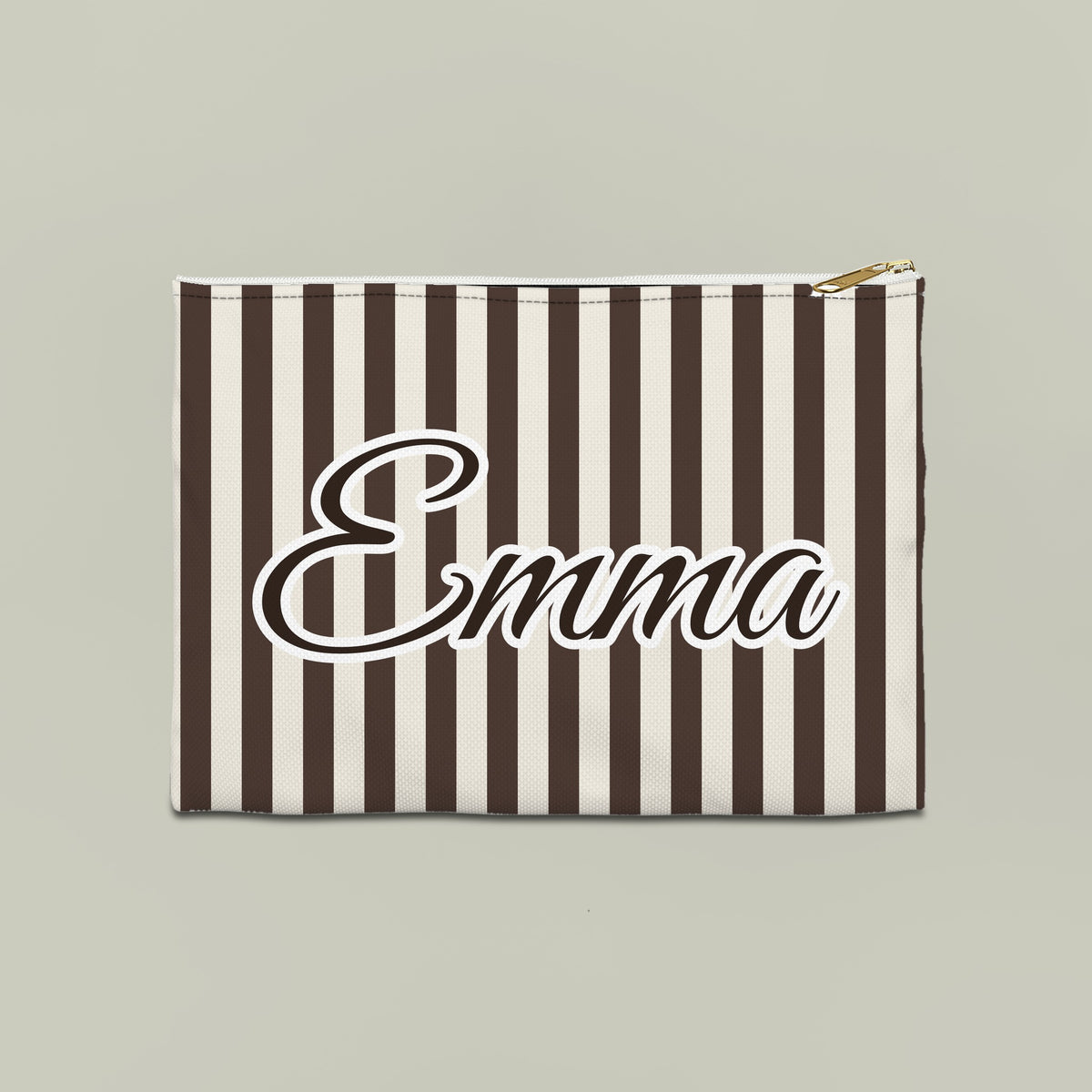 Striped custom name pouch, Large, Espresso stripes