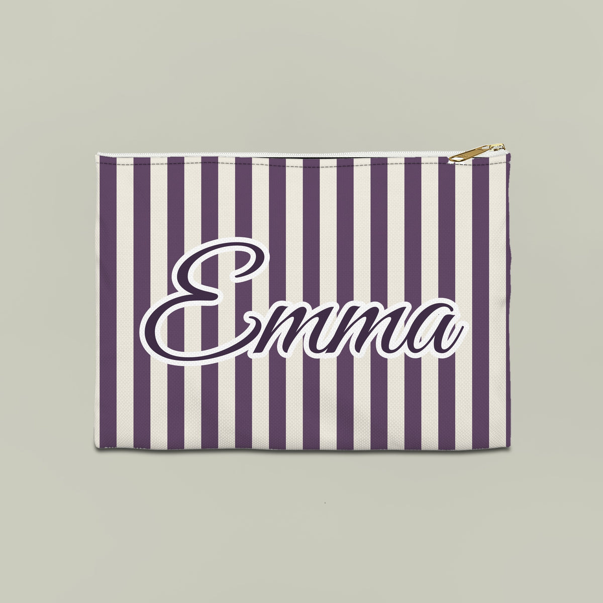 Striped custom name pouch, Large, Grape stripes
