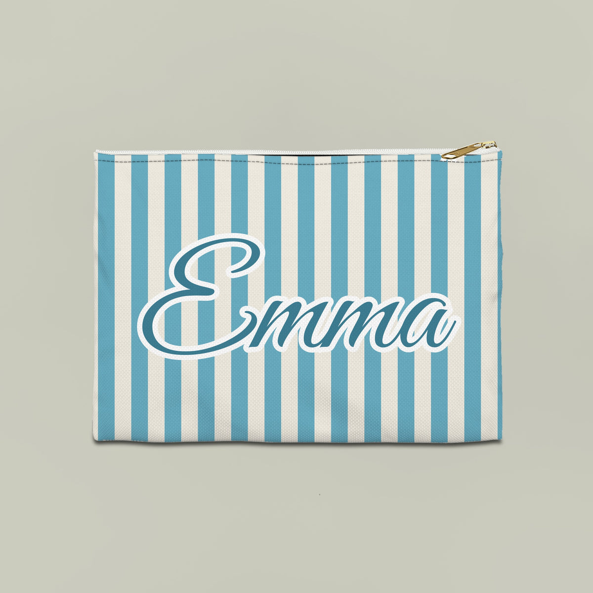Last Toast On The Coast name pouch, Large, Lagoon Blue stripes