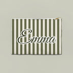 Striped custom name pouch, Large, Moss stripes
