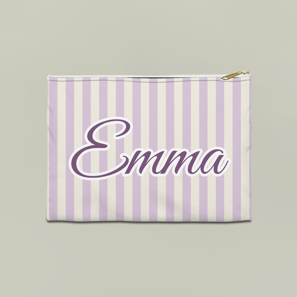 Last Toast On The Coast name pouch, Large, Orchid stripes